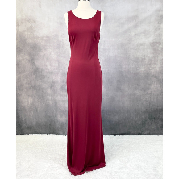 Lulus Deep Red Maxi Dress Womens Medium Open Back Prom Valentines Gala Holiday - Picture 1 of 9